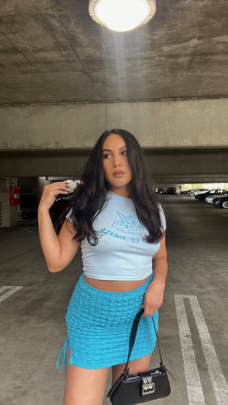 Baby Blue City of Angels Cropped Tee