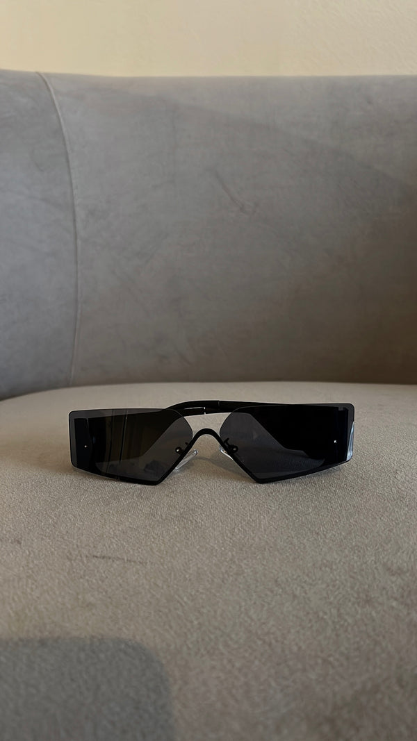 Matte Black Rectangular Sunglasses