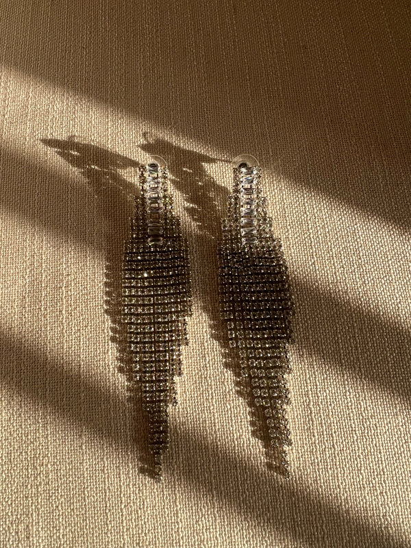 Silver Rhinestone Drop Earrings