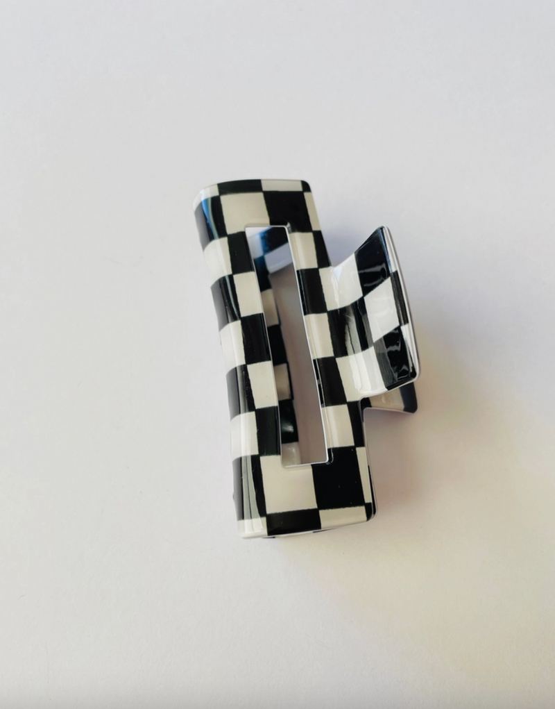 Black & White Checkered Claw Clip